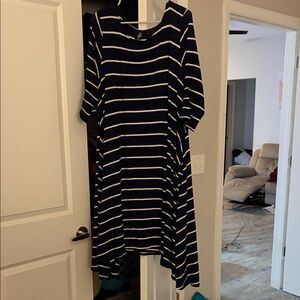 Navy and White Striped Dress